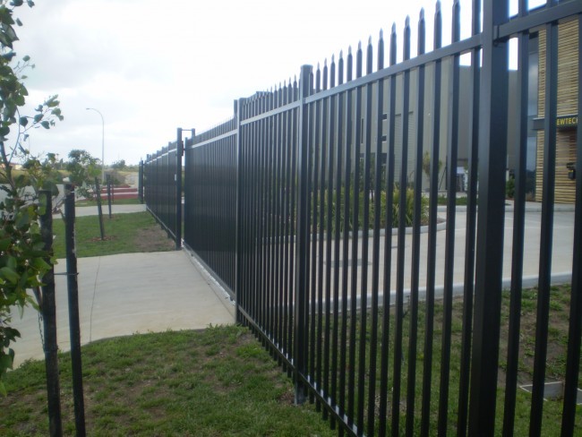 Pressed spear top security Steel fencing with Punched Tube Rails