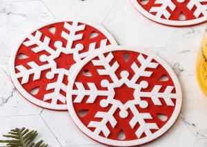 China Double Layer Heatproof Christmas Felt Drink Coasters 10*10cm on sale