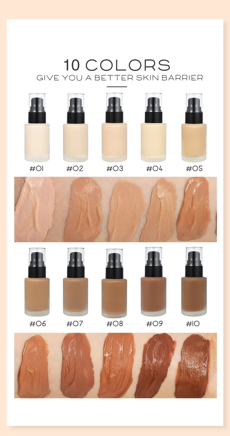 OEM Long Lasting Vegan Liquid Foundation Waterproof Face Matte SPF30 Makeup Concealer Foundation