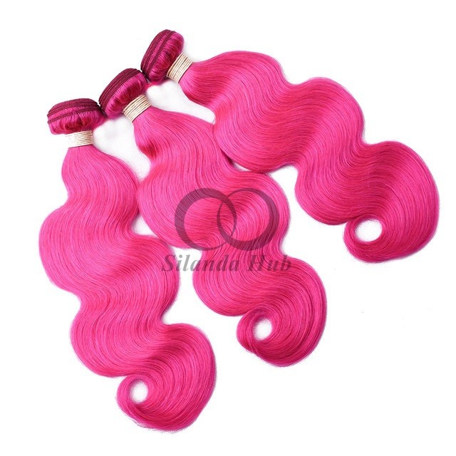 Pink Body Wave Remy Human Hair Bundles Sew In Weave Bundles Brazilian Bundle Deals