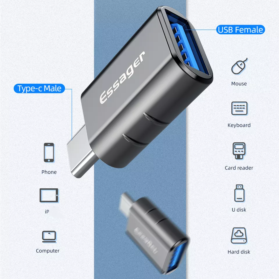 USB2.0 TO Type C Laptop Adapter Support 3A Fast Charging Data Transmission Type C Adapter