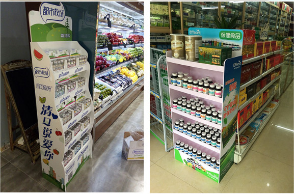Paper shelf product display box, green shopping mall supermarket paper shelf, withstand weight 20KG,