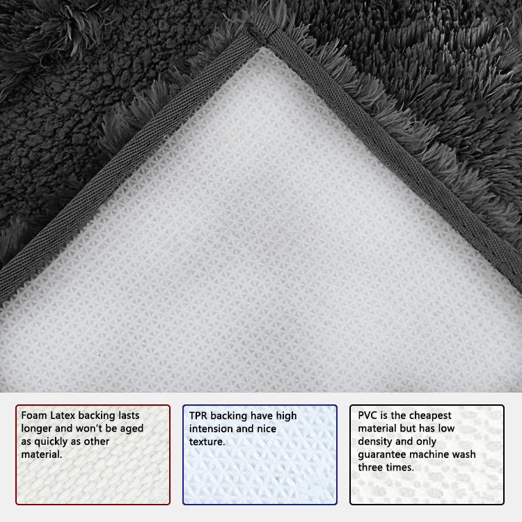 17 × 24 Inch Extra Softness Black Bathroom Floor Mats TPR Backing