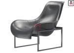 Frame Leather Lounge Fiberglass Dining Chair Revolving Disk Shaped Stainless