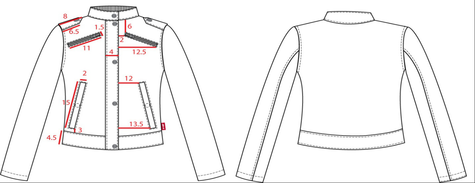 Ladies' Red Pleather Jacket With Epaulets And Branded Poppers On Shoulder LEDO1717