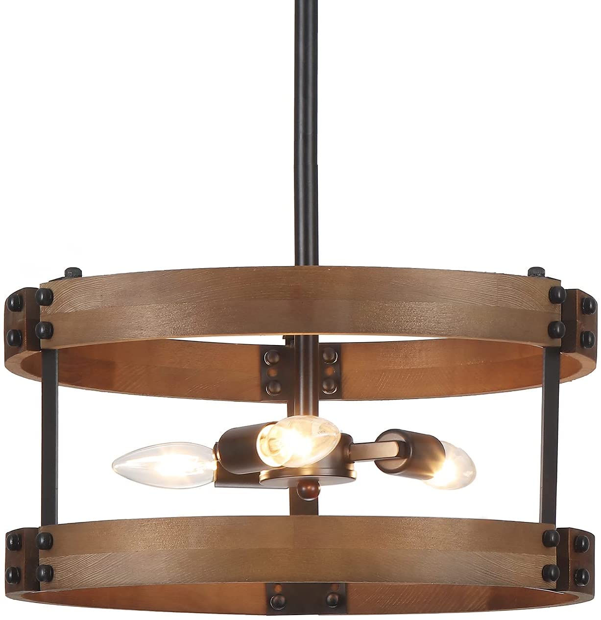 Rustic Farmhouse Ceiling Light 3-Light Semi Mount Chandelier(WH-CI-133)