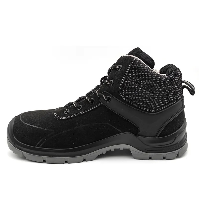 Casual Mens Work Safety Boots Black Steel Toe Shoes Customization