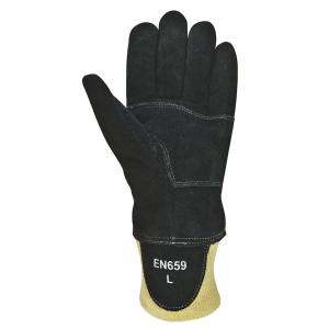 China EN659 Flame Retardant Firefighter Gloves Cowsplit Shell Wristlet Cuff wholesale