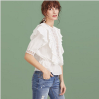 Women Fashionable Long Sleeve Pink Blouse With Ruffles