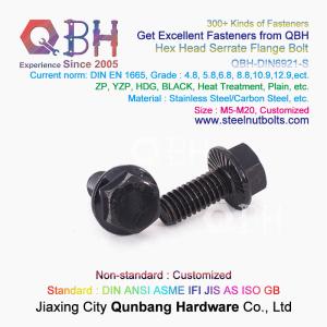 China QBH DIN 6921 Gr. 4.8/6.8/8.8/10.9/12.9 Carbon SS304 SS316 Stainless Steel Toothed Flange Self Locking Lock Bolt wholesale