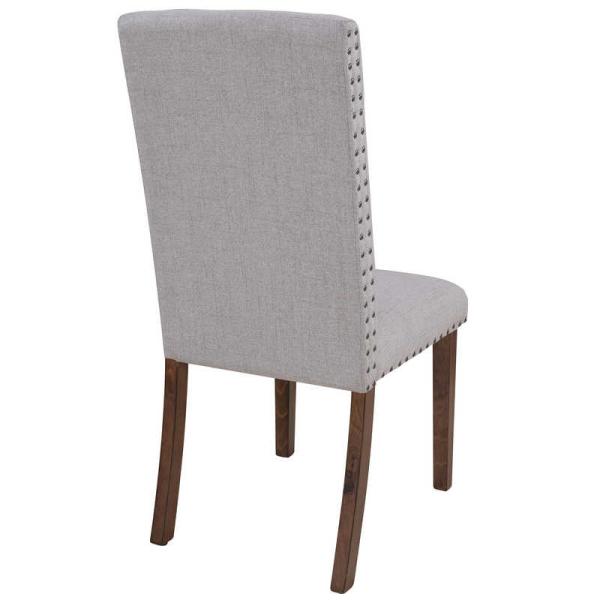 Wood Legs 17.72" L Grey Dining Chairs Set Of 2 / Fabric Dining Room Chairs 27