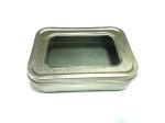 Silver Plain Mini Tin Cans , Square Clear Window Gift Containers
