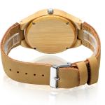 Fashion Design Wooden Quartz Watch , Leather Strap Japan Movement Bamboo Wrist