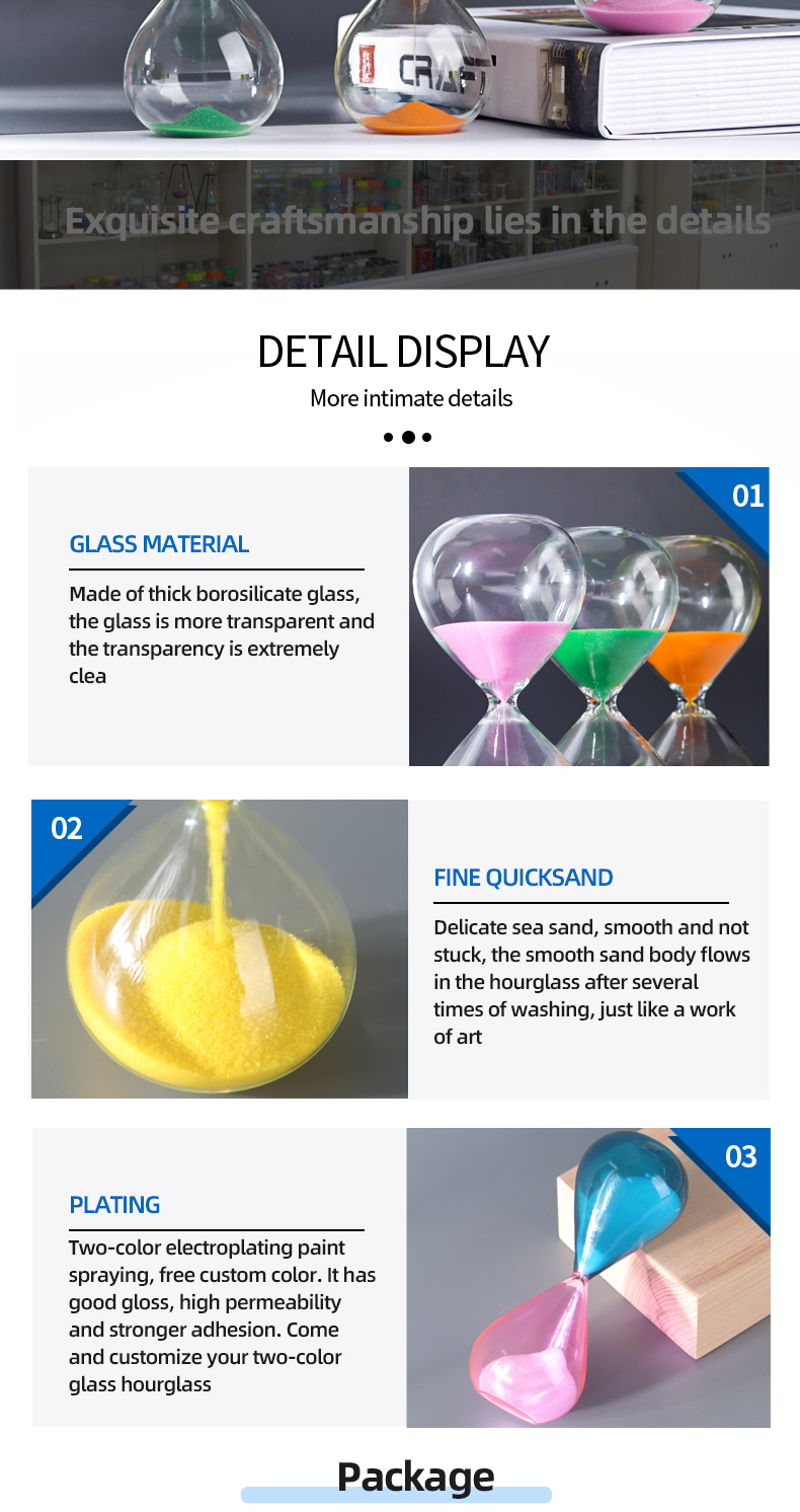 Hand Blown Colored Hourglass Sand Timer Modern / Simple Style
