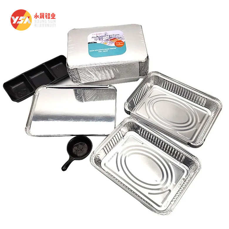 Disposable Tin Foil Trays Food Packaging Aluminium Container Disposable Aluminum Tray With Plastic Lid