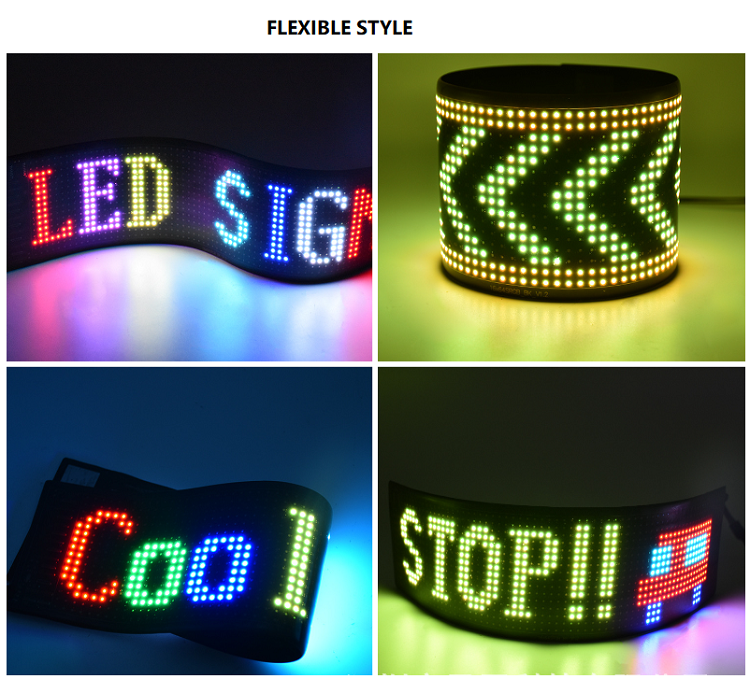 Outdoor Led Screen Waterproof Full Color Flexible Scrolling Flexible Car Led Light Sign Board Mobile Phone App Control Indoor