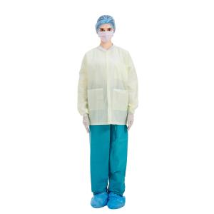 China Hospital Non Woven Disposable Lab Coats With Cuffs And Neckline wholesale
