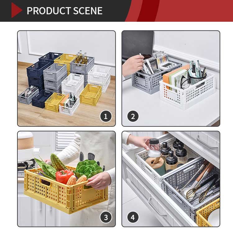 Odorless Collapsible Plastic Container , Reusable Plastic Stacking Baskets