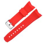 Stylish Silicone Rubber Watch Band Red Color Curved End Wristband 24mm
