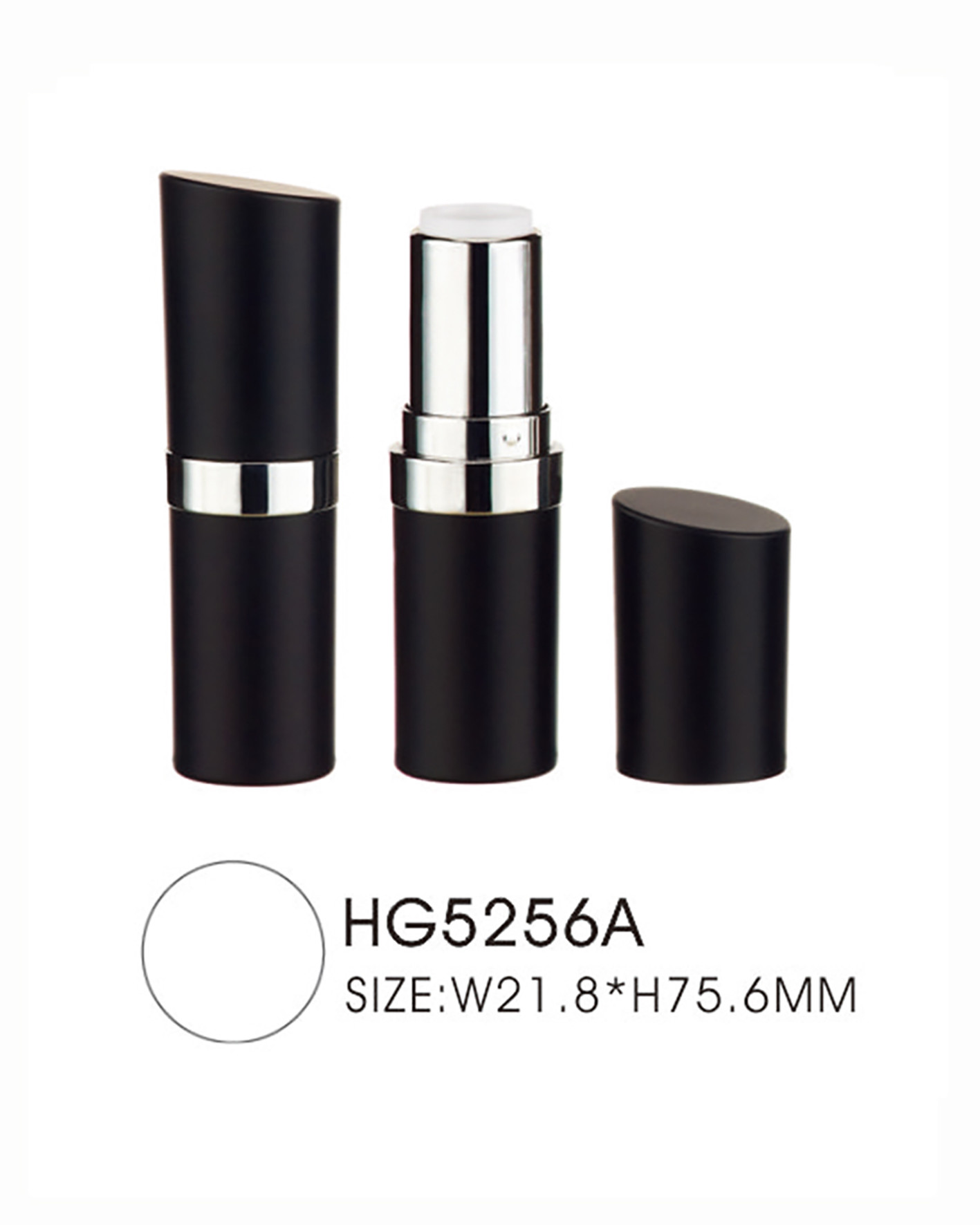 Empty Plastic Lipstick Tube Case Slant Top Lip Balm Case With Silver Ring