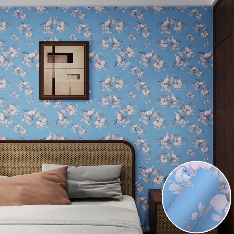 Waterproof Self-Adhesive Peel and Stick PVC Wall Sticker Modern Watercolor Floral Wallpaper for Home or Hotel Decors
