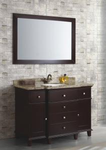 China Wooden 48′′ Bathroom Floor Cabinet , Single Sink Vanity Furniture With Mirror wholesale