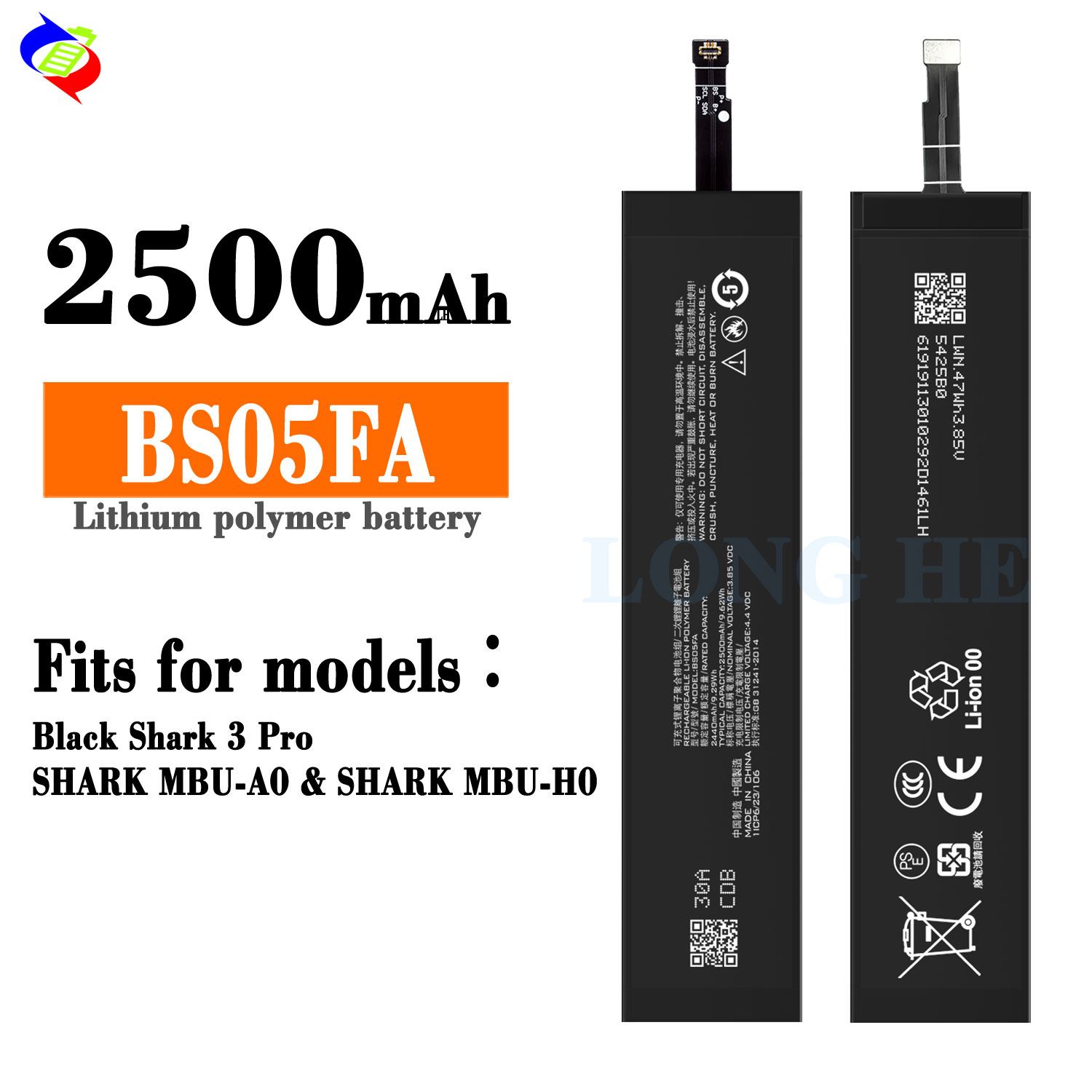 BS05FA 3.85V 2500mAh Lithium ion Battery for Black Shark 3 Pro MBU-A0 MBU-H0 Mobile Phone