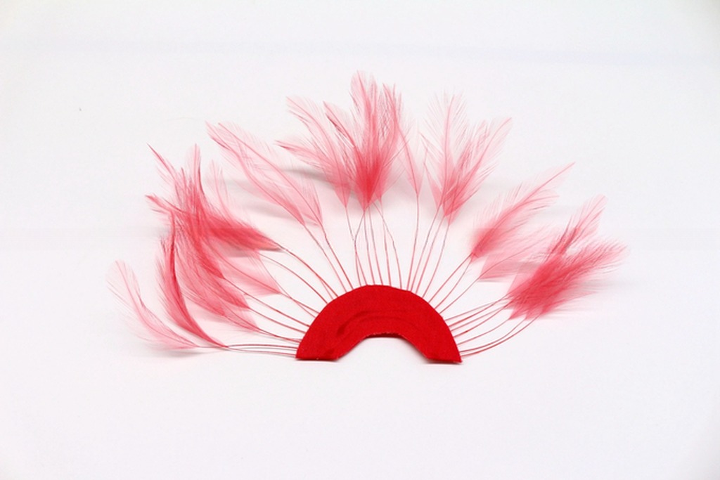 Dyed Stripped Hackle Feather Fan , Chicken Feather Hand Fan 10x15cm