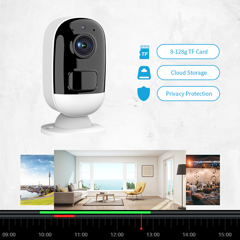 Glomarket Tuya Smart Life App Supported Home Low Power 3MP Battery WIFI Camera Built-In Microphone And Speaker