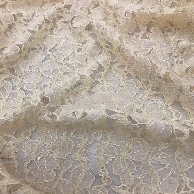 100% Polyester Embroidery French Net Lace Fabric 145cm For Dresses Sustainable