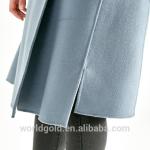 Light Blue Ladies Long Wool Coat , Fashion Style Cold Weather Jackets For Women