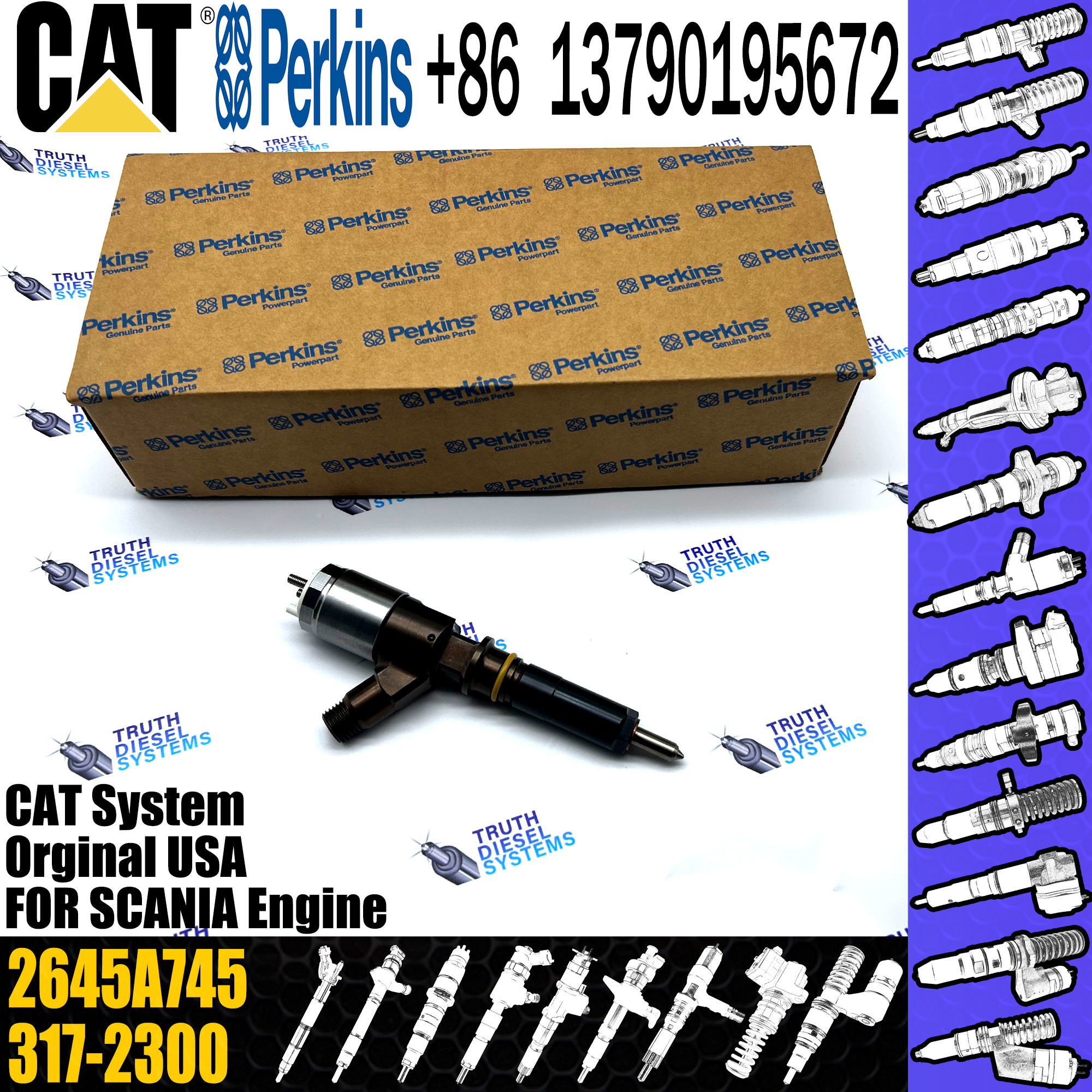 Engine Common Rail Injector For CAT Perkins 2645A734 2645A731 2645A733 2645A735 2645A743 2645A745