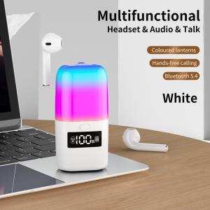 China New 2in1 TWS Earphone Bluetooth Speaker Color Atmosphere LED Light Display Screen Music wholesale