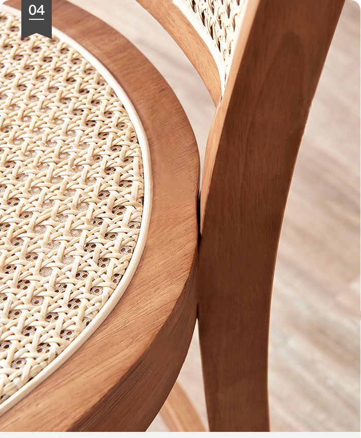 Custom Kitchen Bar Chair Solid Wood Leg Cane Counter Stool 43cm*43cm*109cm Weight Limit 100KG