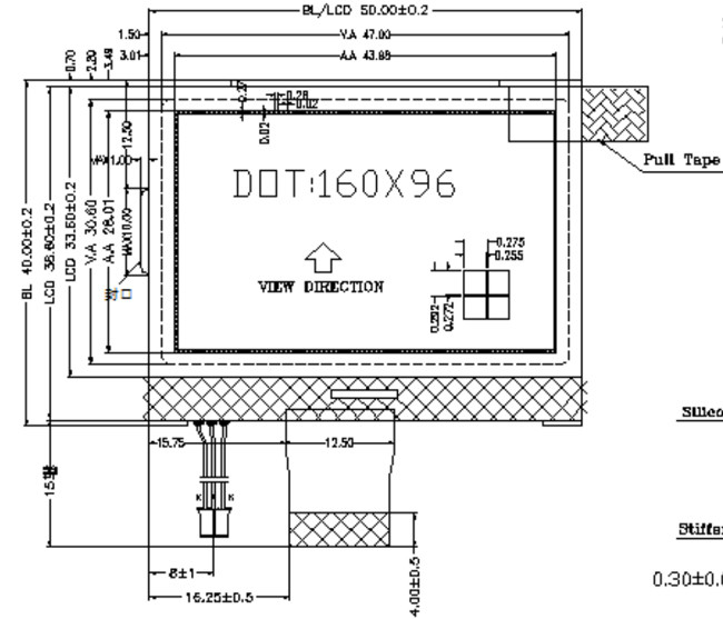 160x96 FSTN Graphic LCD Display Module 6800 8080 Interface With White LED Backlight