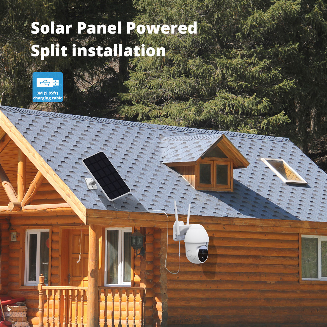 Smart Wi-Fi White Security Camera Solar Charge 1080P Home Surveillance Support Night Vision PIR Motion Detect