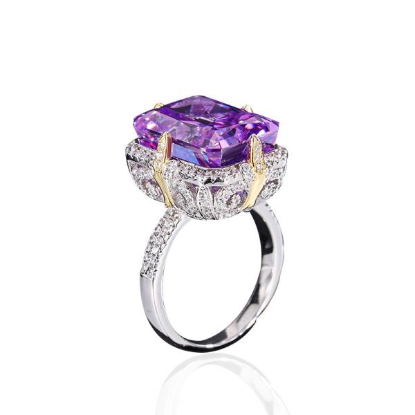 Purple / Aqua Blue / Yellow Gemstone 925 Sterling Silver Zircon Bridal