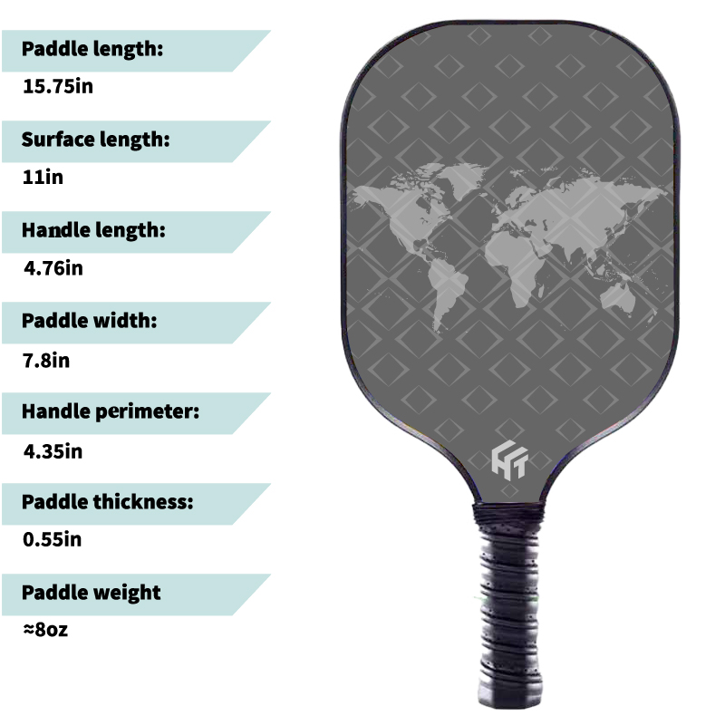 40cm Fiberglass Pickleball Racket with PP Honeycomb Core and Dome Top Spin Control