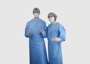 China Degradable Disposable Surgeon Gown Blue Color With Ties On Neck / Waist wholesale