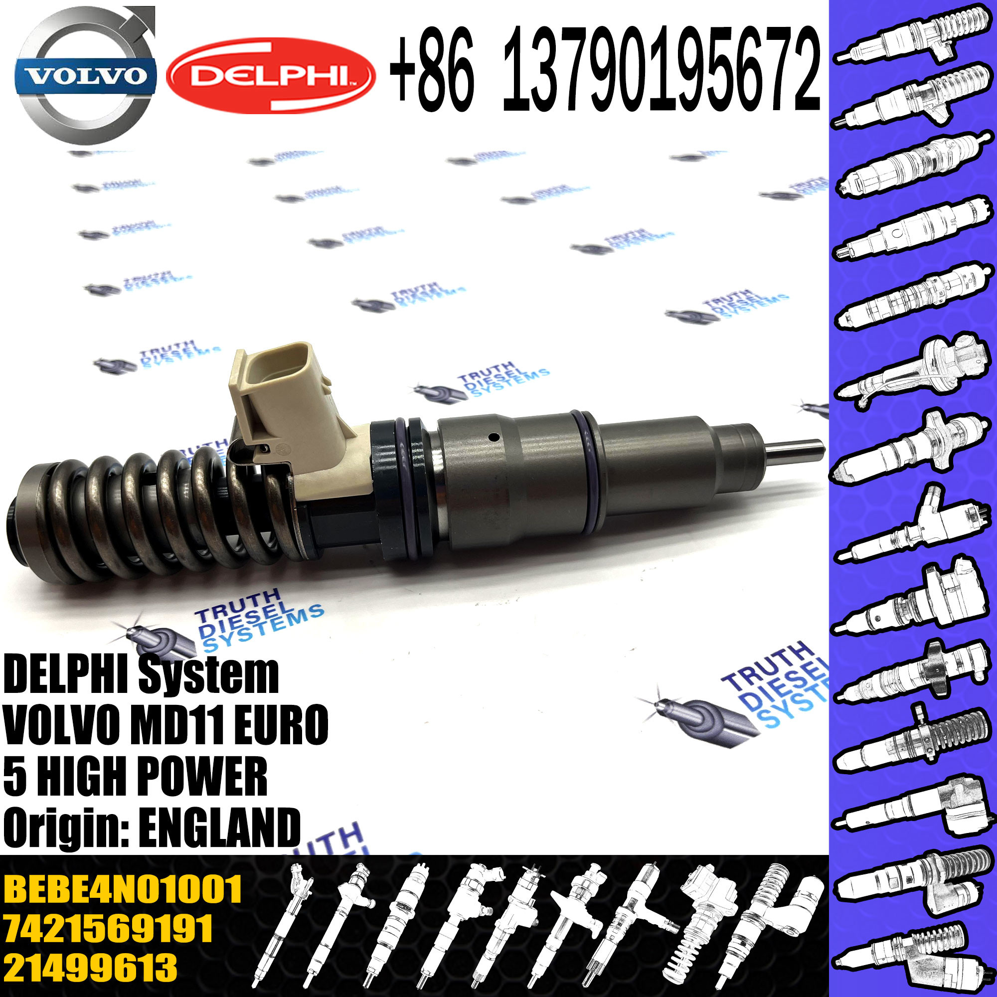 Diesel Fuel Inyector Electronic Unit Injector 20972225 BEBE4D16001 BEBE4N01001 for D11C VOL 21506699 21569191