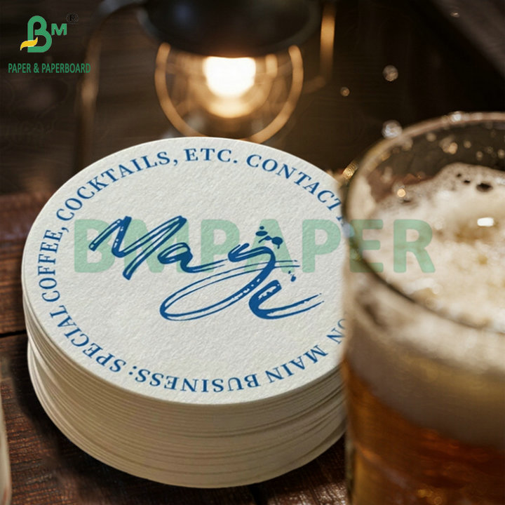 0.4mm 0.9mm Bleached White Beermat Coaster Board Offset Printing Cardboard