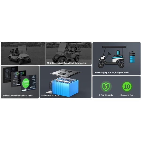 Lifepo4 Lithium Golf Cart Batteries 48v 105AH Faster Charging Higher Energy Density