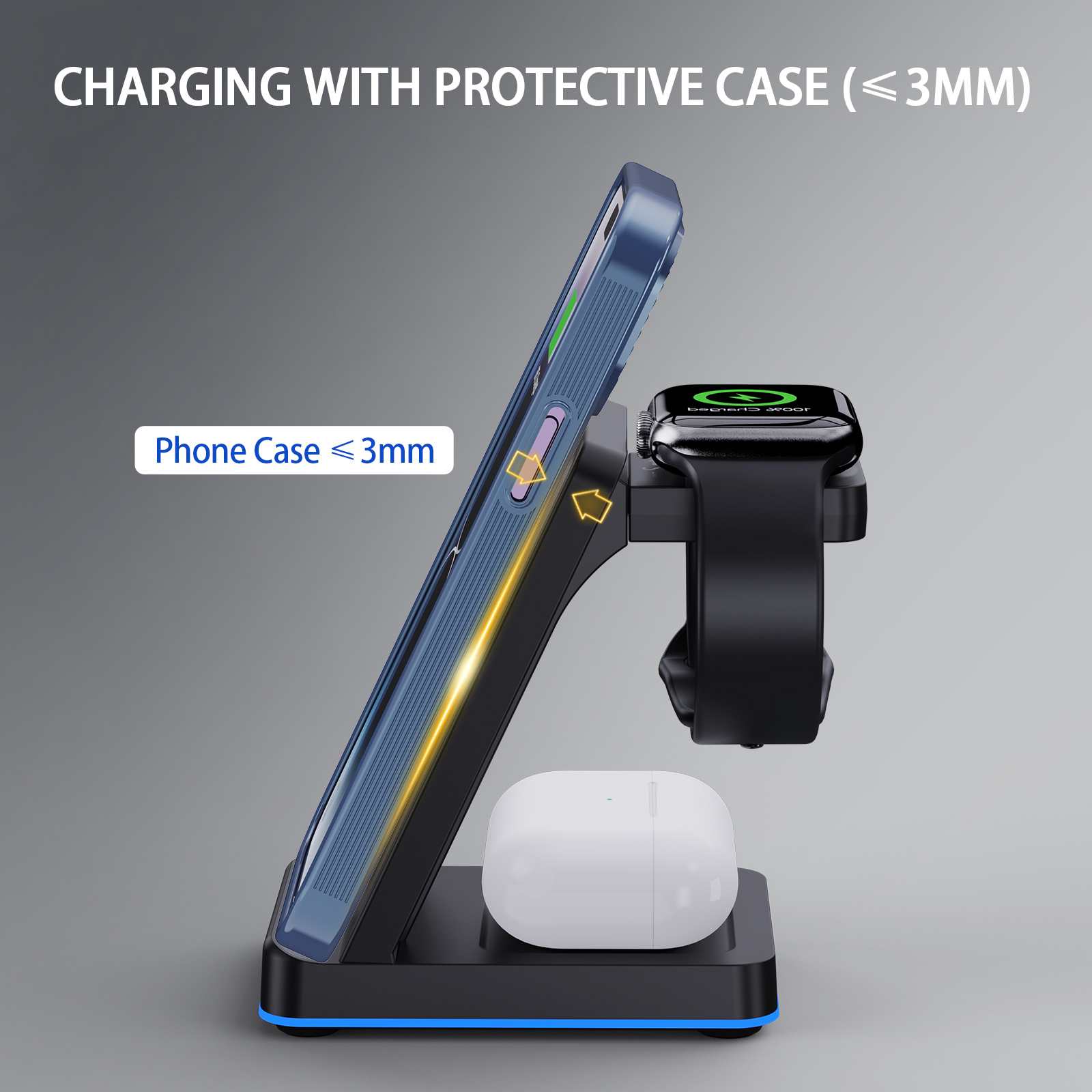 Earphone Compatible 3 In 1 Portable Charger For IWatch And Samsung Watch ABS Material