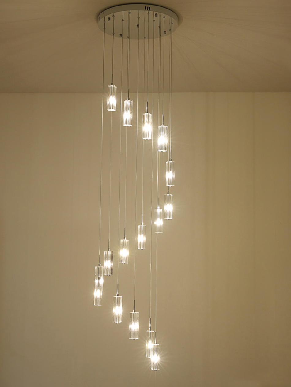 LED Pendant Light Staircase Crystal Chandelier Hanging Lamp Spirl hanging minimalist light(WH-NC-59)