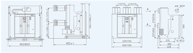12KV Vacuum Type Circuit Breaker / High Voltage Indoor Vcb Long Service