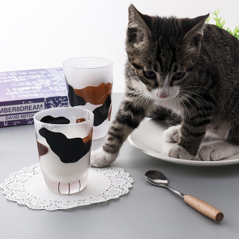 Cat Paw Print Coffee Drinking 260ml Personalized Glass Cup