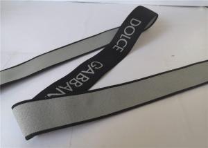 China 3.5 Cm Gray On Black Jacquard Elastic Webbing wholesale