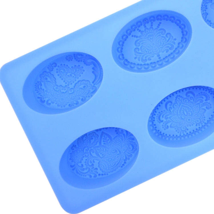Household Diy Oval Baking Mold , Oem Custom 6 Cavity Silicone Soap Mold