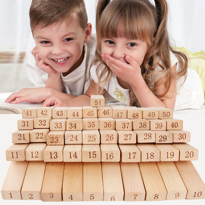 Digital 51PCS Log Building Blocks Dominos Jenga Blocks