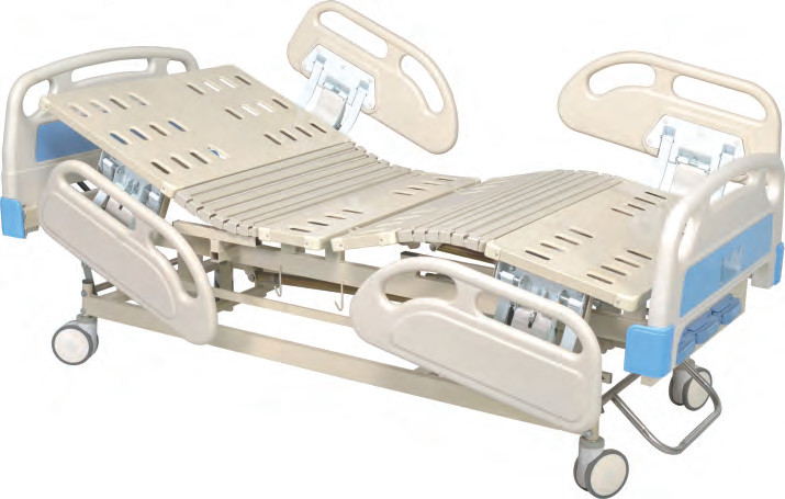 Three Cranks Manual Hospital Bed With Luxury Four Fold PP Guardrails